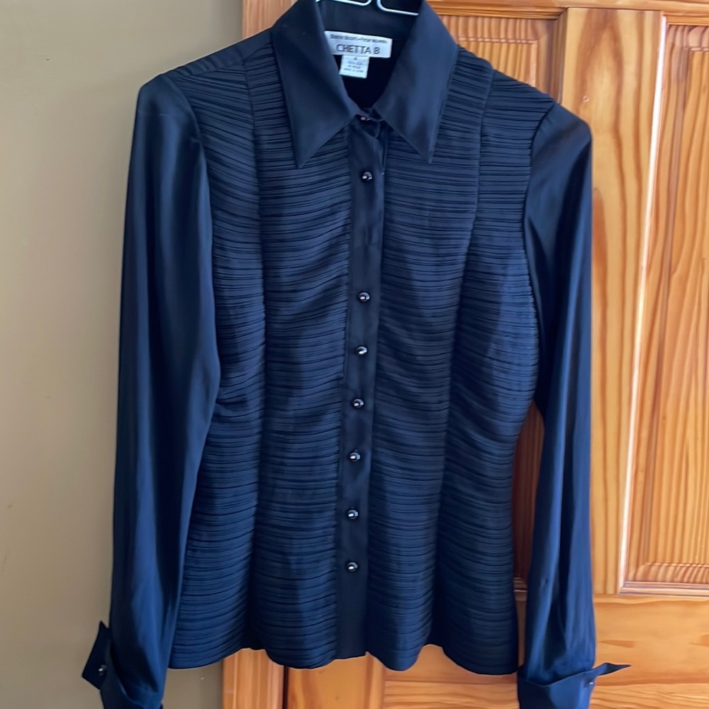 Women’s Chetta B Black Silk Blouse, Size 6